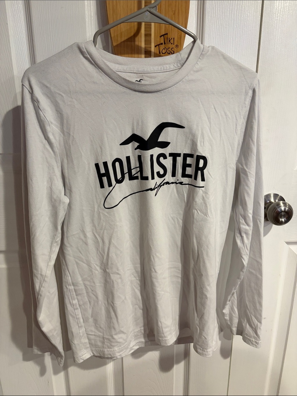 Hollister White Pajama Too Logo Tee with Black Print